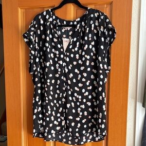 Philosophy Black Blouse with White and Pink Dots